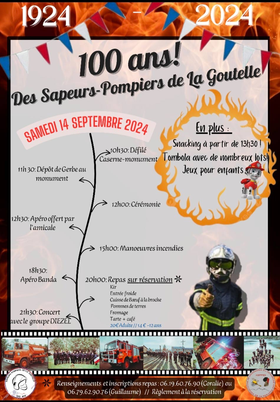 Programme de la fête des pompiers de La Goutelle.